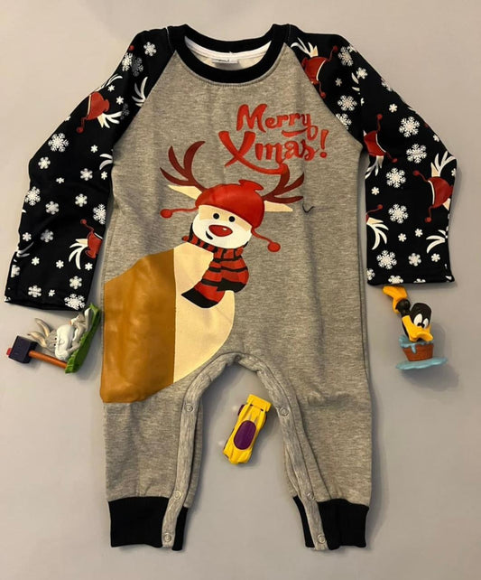 Grey Merry Xmas Onesie